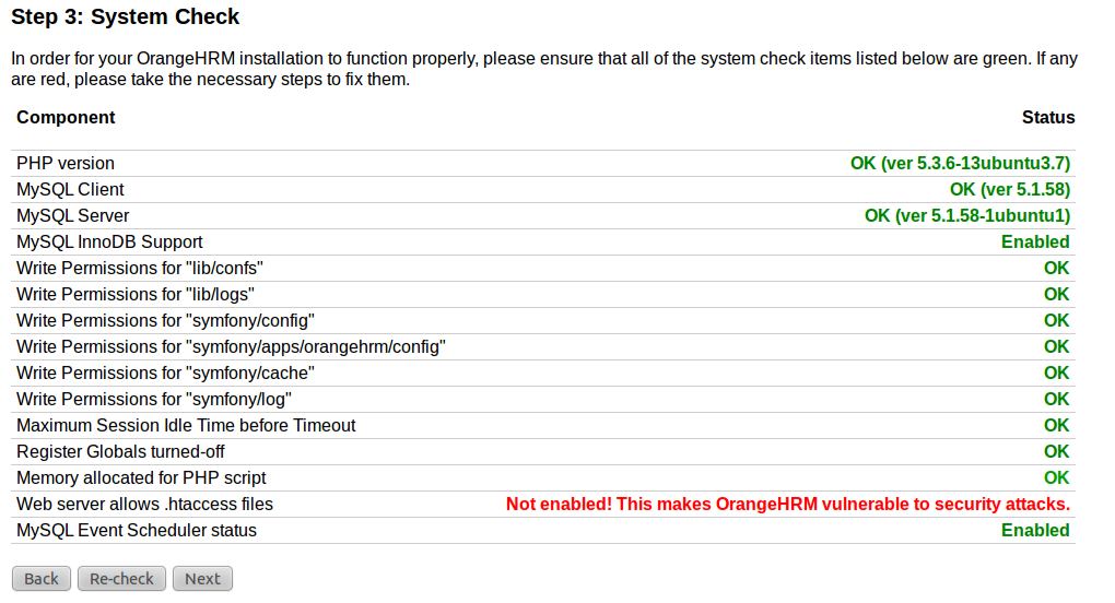 Please refer the INSTALL.HTM in OrangeHRM source for pictures